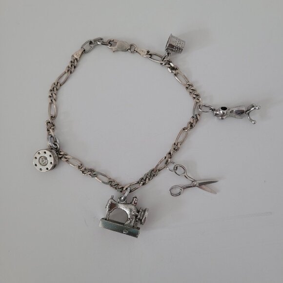 HAN Sterling Silver Sewing Themed Charm Bracelet - Picture 1 of 9